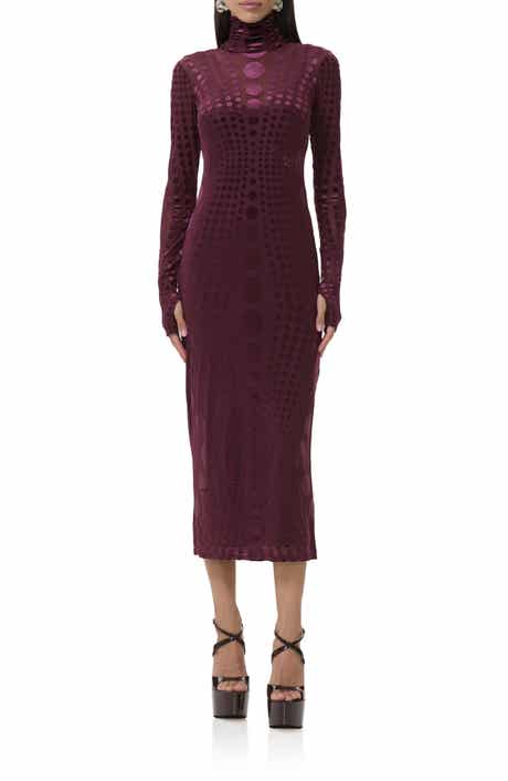 AFRM Shailene Long Sleeve Burnout Velvet Dress