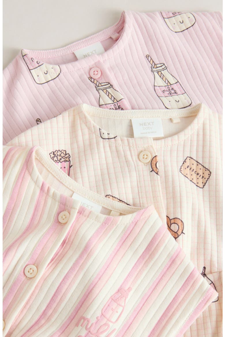 3-Pack Milk Club Rompers, Alternate, color, PINK
