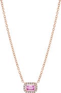 SHAY Pink Sapphire & Diamond Halo Pendant Necklace