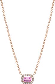 SHAY Pink Sapphire & Diamond Halo Pendant Necklace