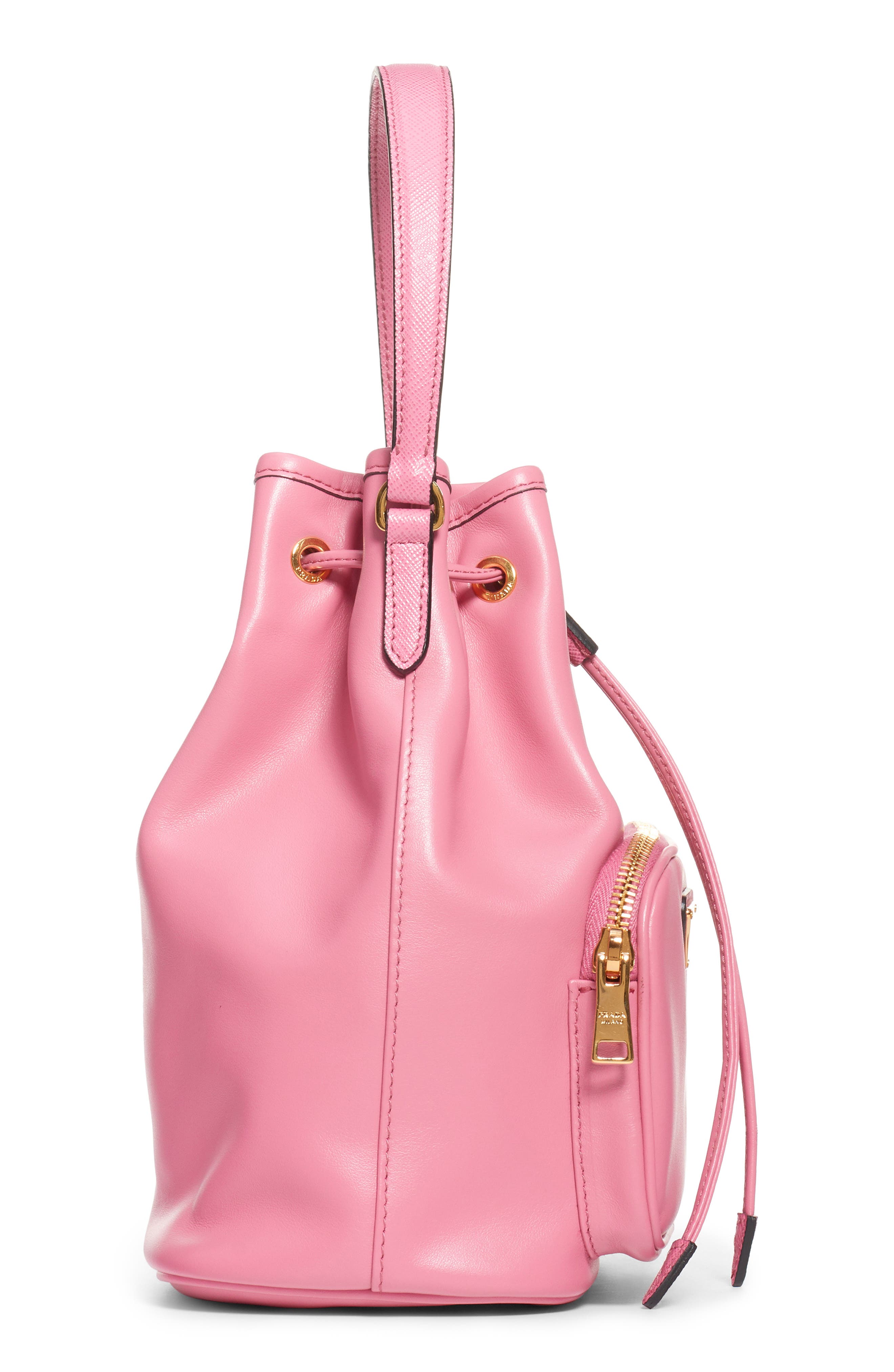 Prada Leather Bucket Bag, Alternate, color, 