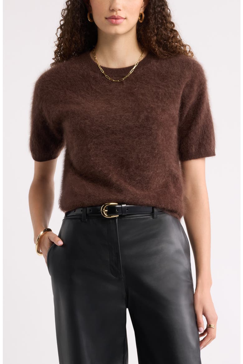 Brushed Cashmere Sweater Tee, Main, color, BROWN MOLE