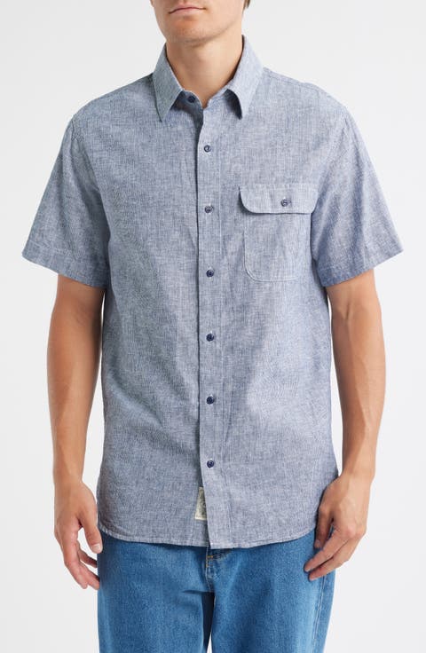 Linen & Cotton Button-Up Work Shirt