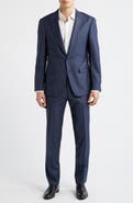 Canali Capri Trim Fit Navy Wool & Cashmere Peak Lapel Suit