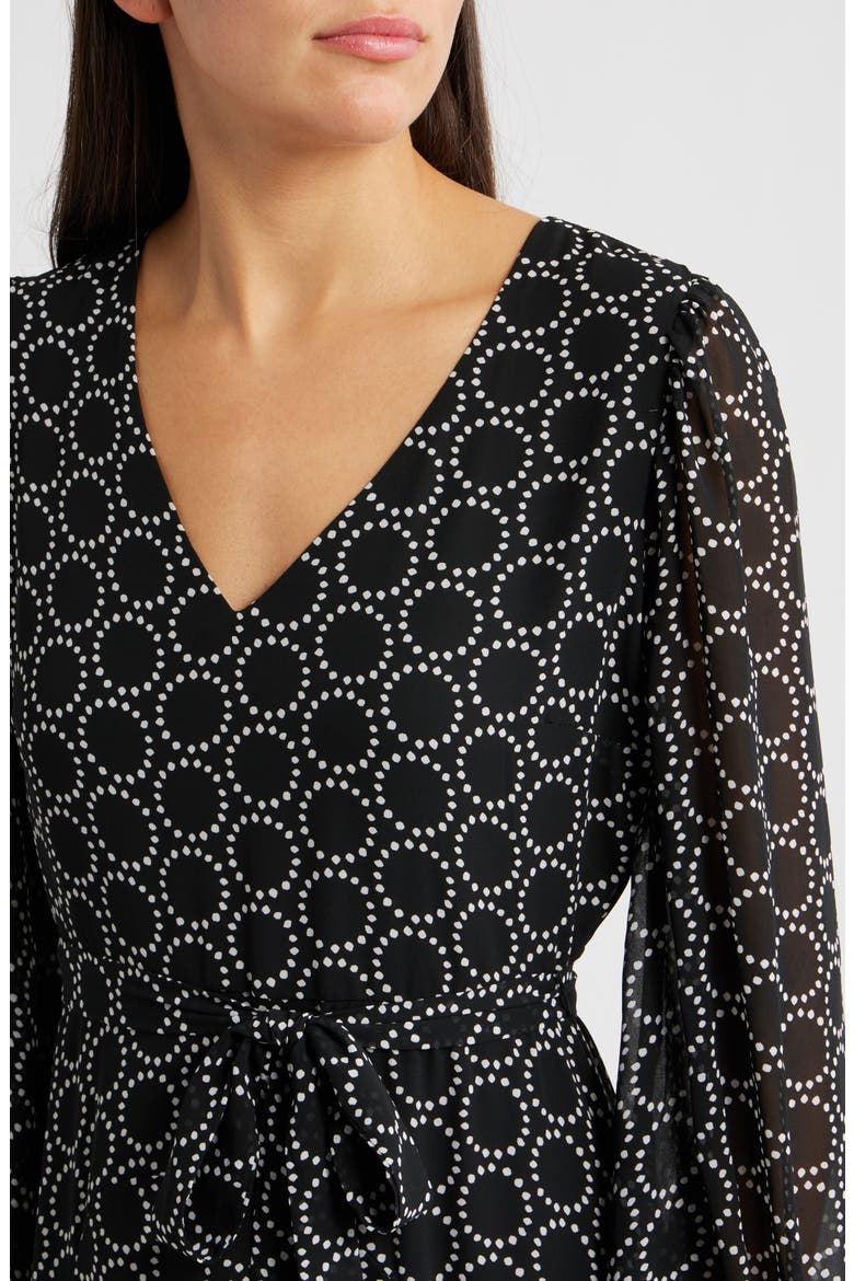 Abstract Print Long Sleeve Dress, Alternate, color, RICH BLACK