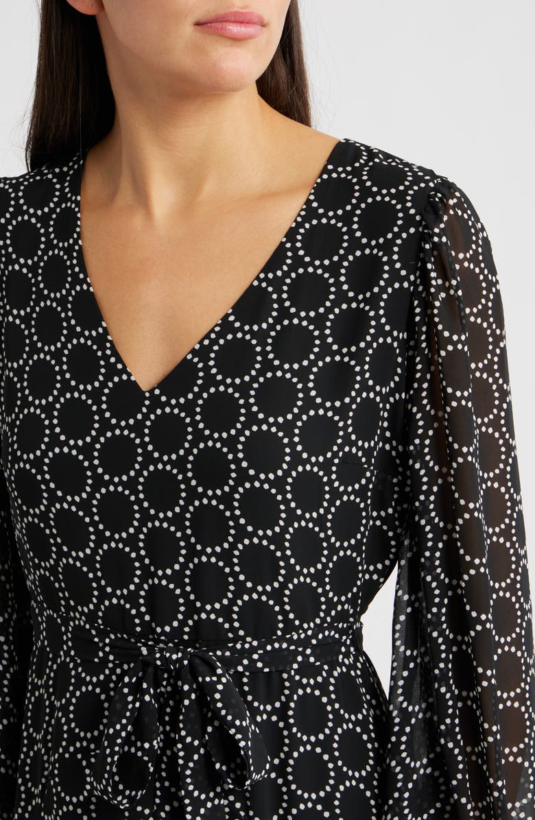 Halogen<sup>®</sup> Abstract Print Long Sleeve Dress, Alternate, color, Rich Black