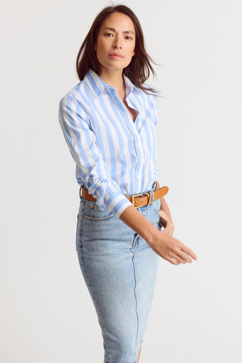 The Boyfriend Shirt, Alternate, color, Wide Sky Blue/White Stripe