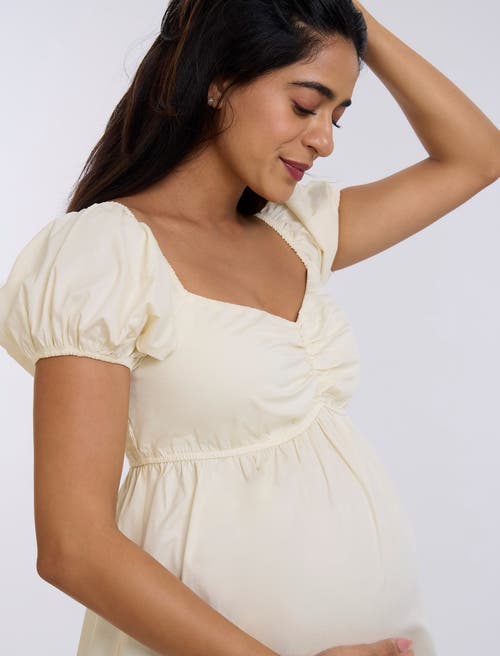 Motherhood Maternity Off The Shoulder Short Sleeve Babydoll Maternity Top In Winter White