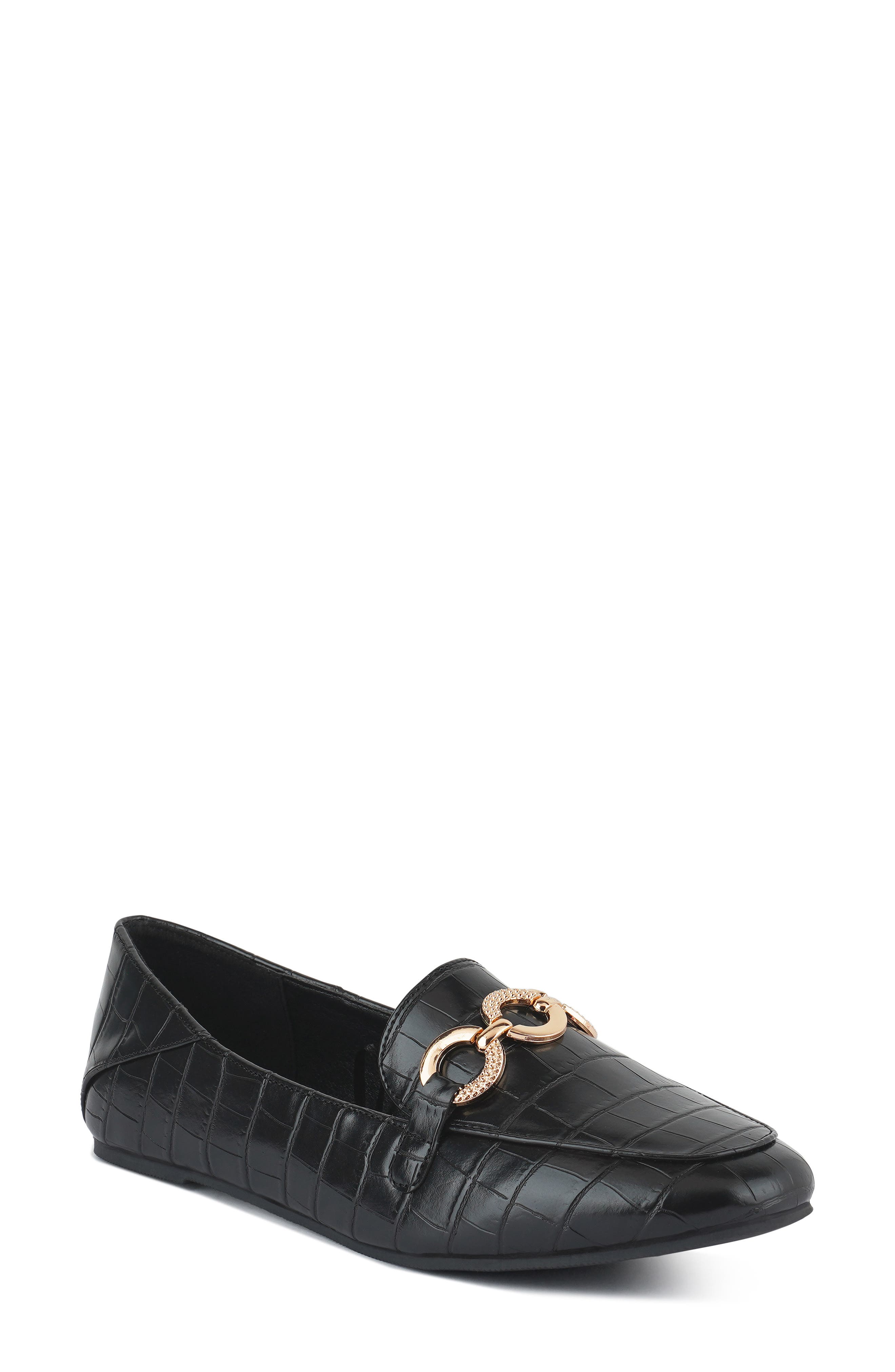 LONDON RAG Wibelle Croc Embossed Loafer, Main, color, Black