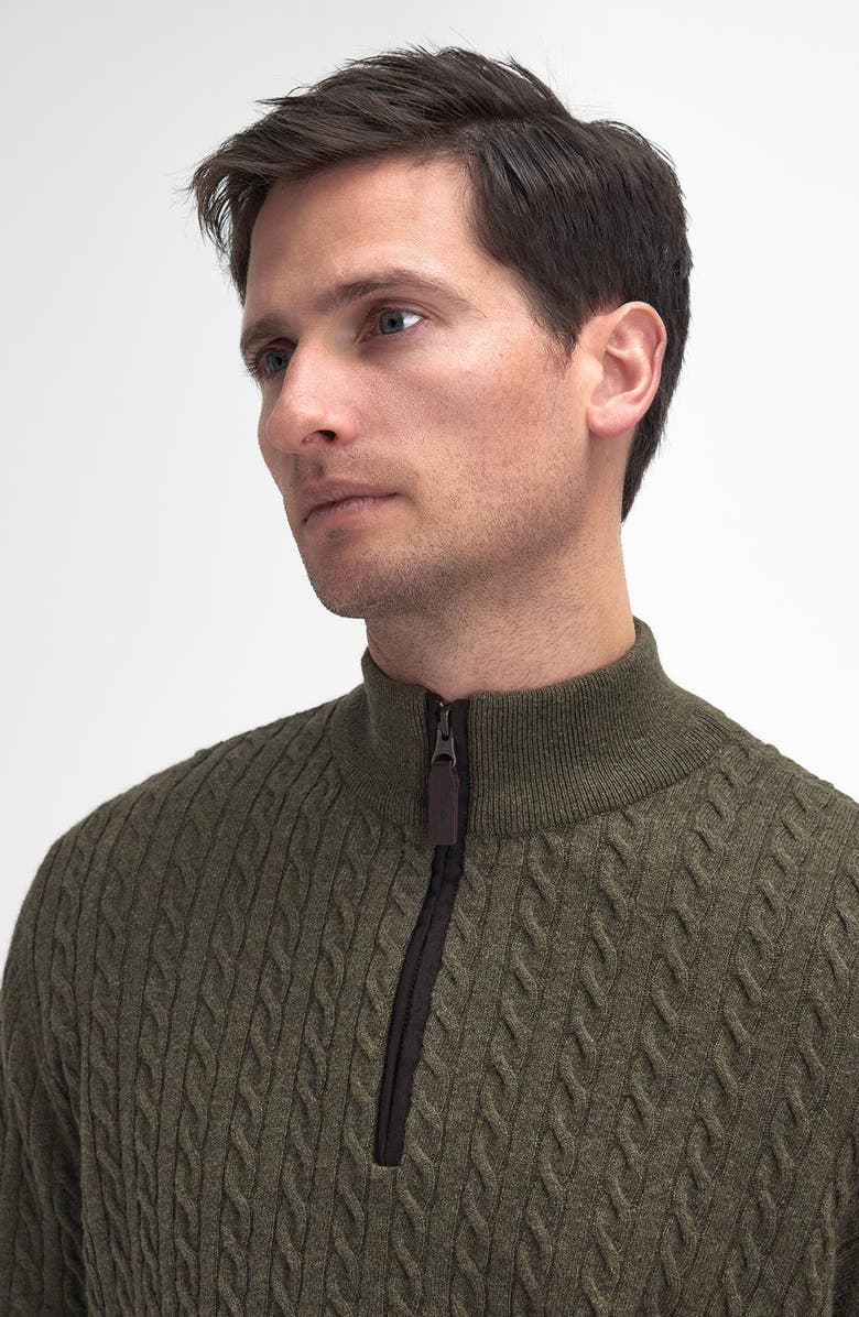 Barbour Ramsden Cable Knit Quarter Zip Wool Sweater, Alternate, color, 