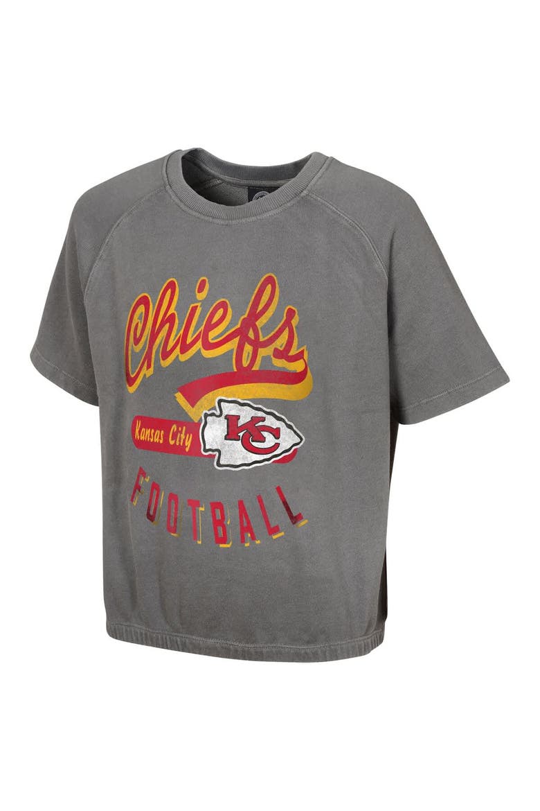 Women's  Gray Kansas City Chiefs Mineral Wash Short Sleeve Top, Alternate, color, Gray