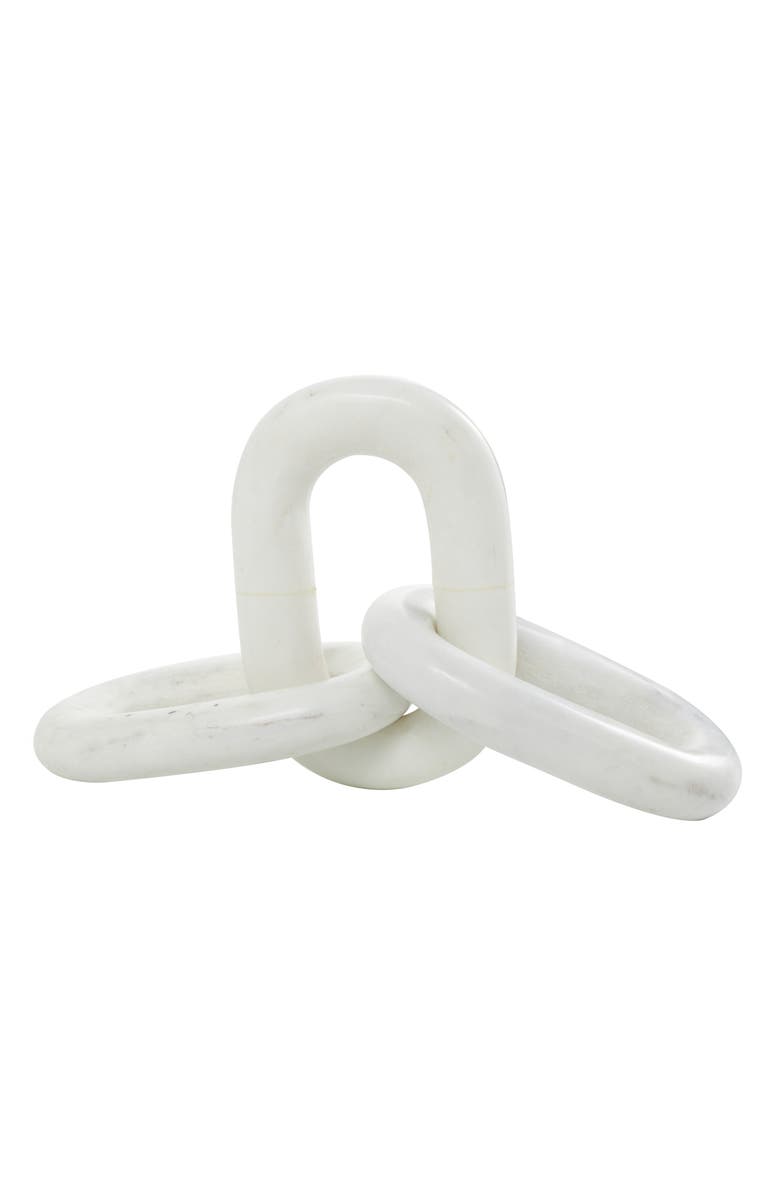 VIVIAN LUNE HOME Marble Chain Sculpture, Alternate, color, White