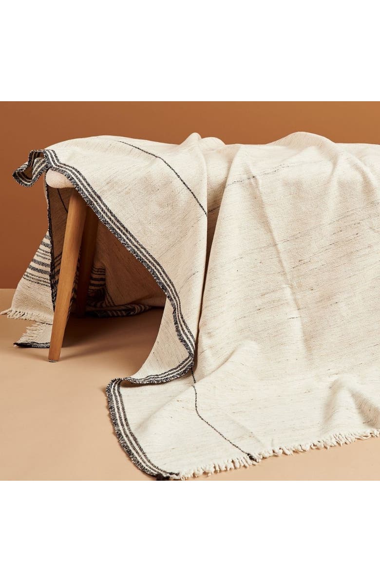 Studio Variously Seytu White Striped Gently Textured Handloom Throw, Alternate, color, White/Red