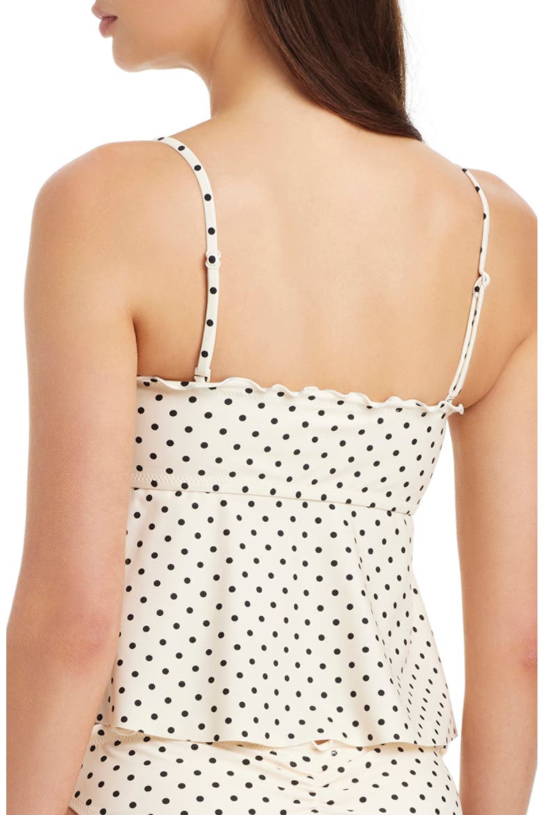 Merrow Polka Dot Bandeau Tankini Top, Alternate, color, WHITE SAND