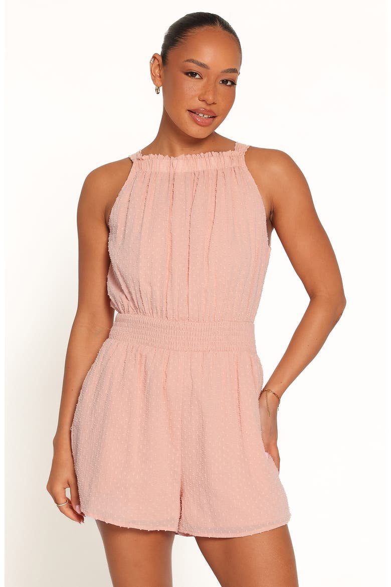 Felicity Clip Dot Romper, Alternate, color, PINK CLIP DOT