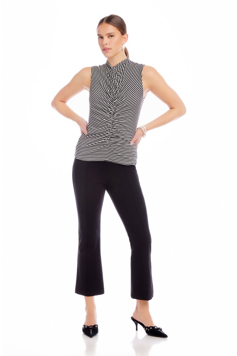 Sigourney Pintuck Crop Stretch Twill Pants, Alternate, color, BLACK