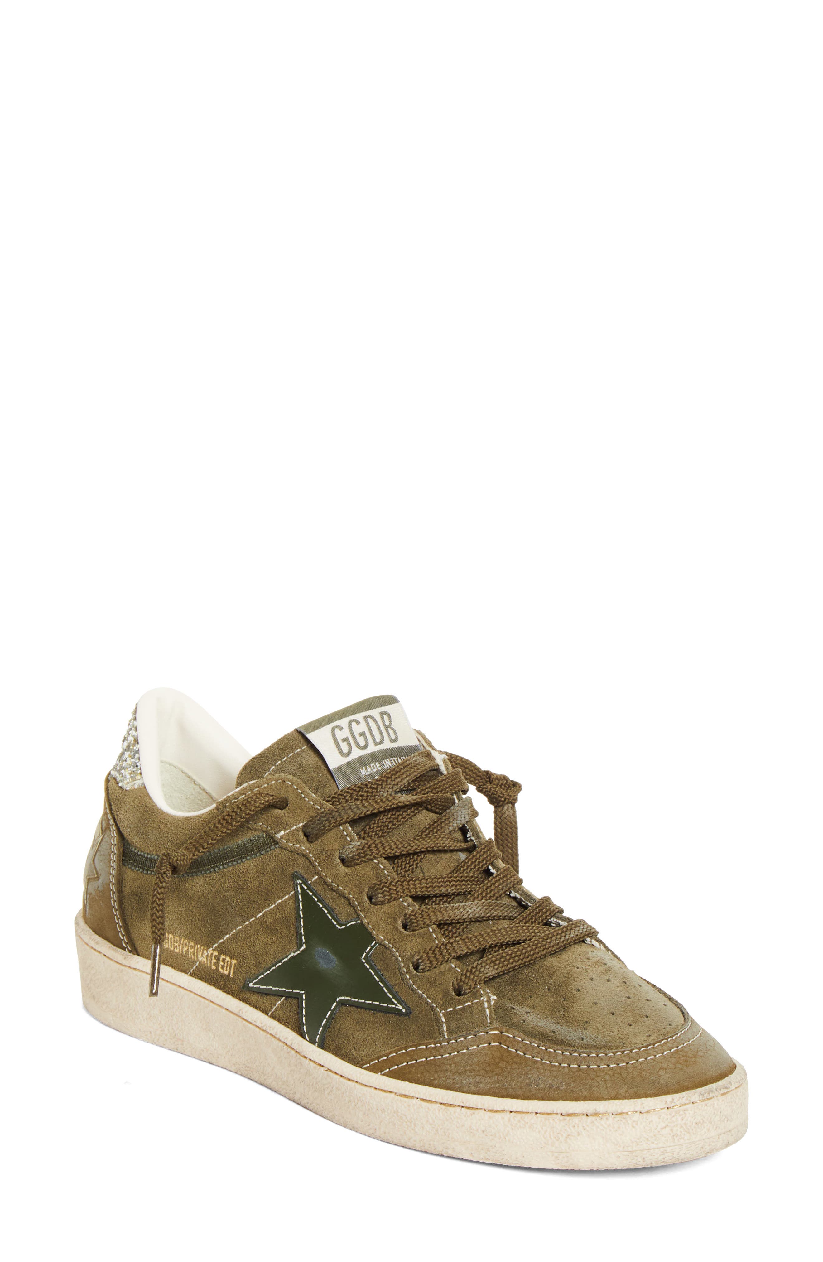 Golden Goose Ball Star Low Top Sneaker, Main, color, Olive Green/ Gold