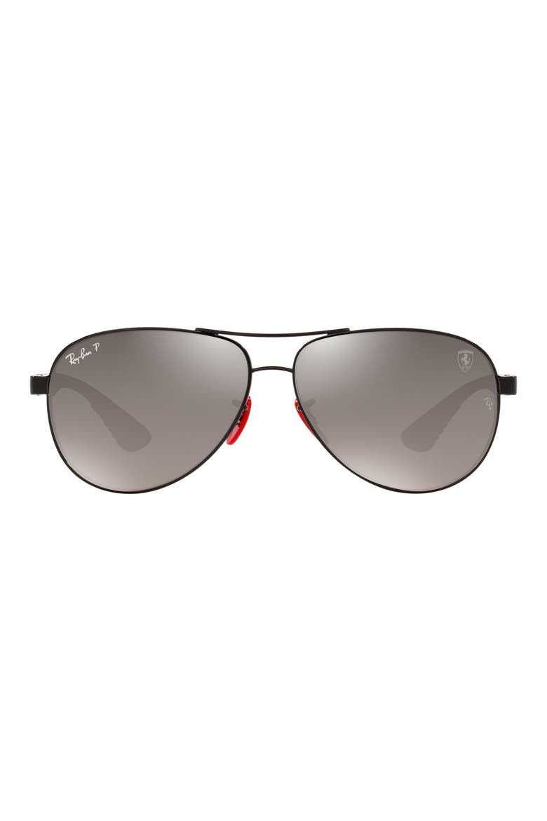 61mm Gradient Polarized Pilot Sunglasses, Main, color, BLACK