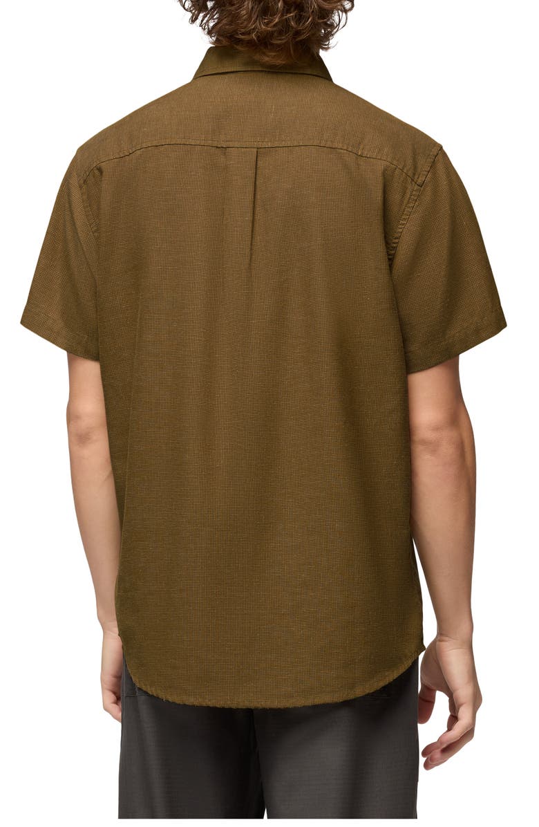 prAna Lindores Hemp Blend Short Sleeve Button-Up Shirt, Alternate, color, Retro Olive