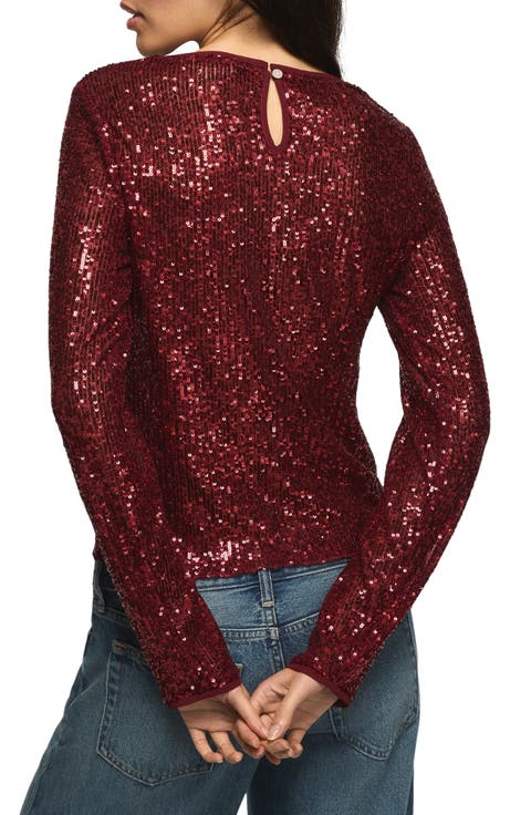 Sequin Long Sleeve Layering Top