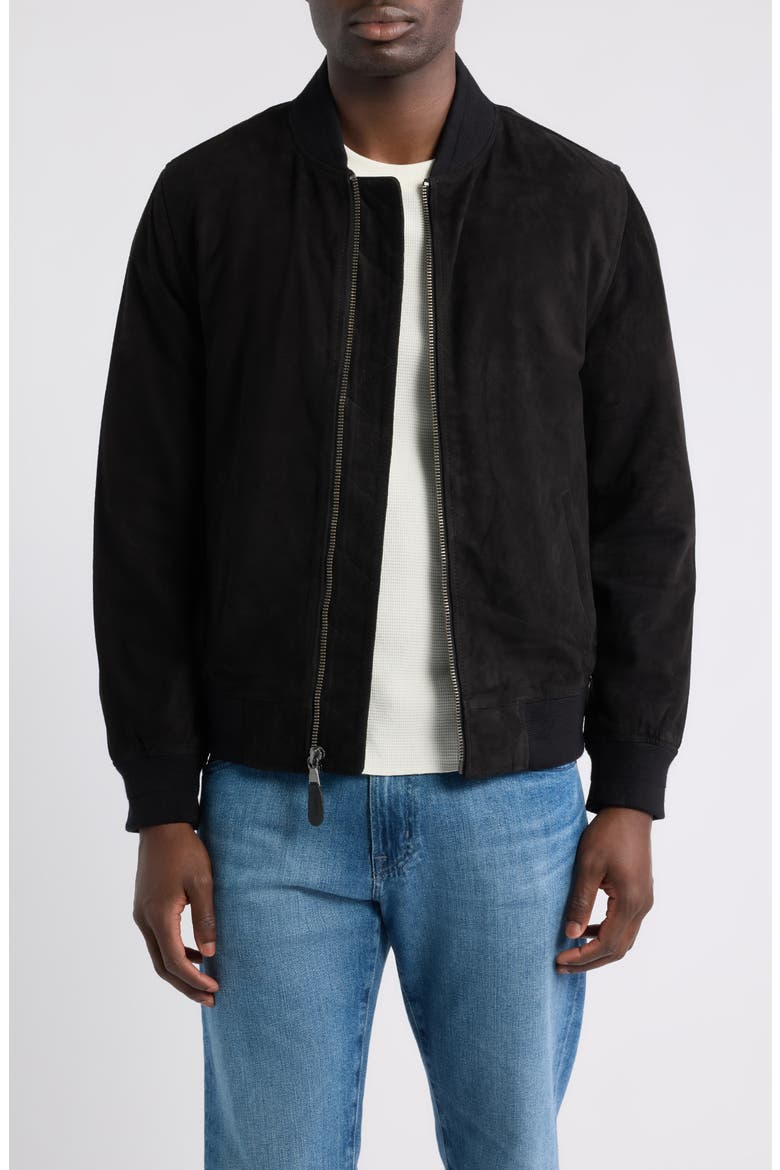 Dayton Leather Bomber Jacket, Main, color, TRUE BLACK