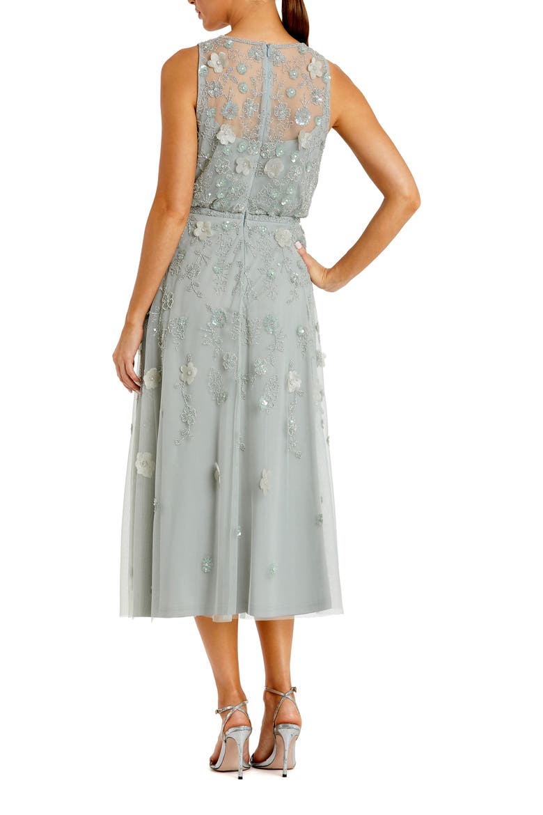 Floral Embellished Sleeveless Midi Dress, Alternate, color, Sage