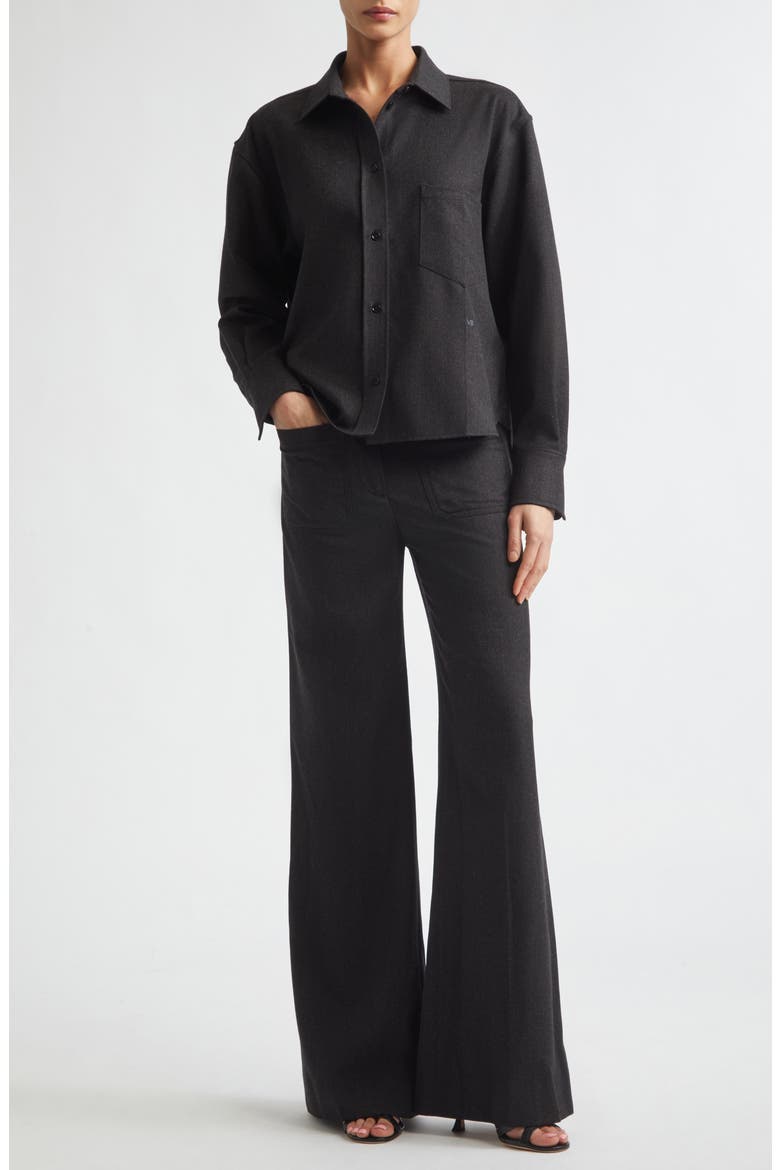 Alina High Waist Wool Flare Trousers, Alternate, color, DARK GREY MELANGE