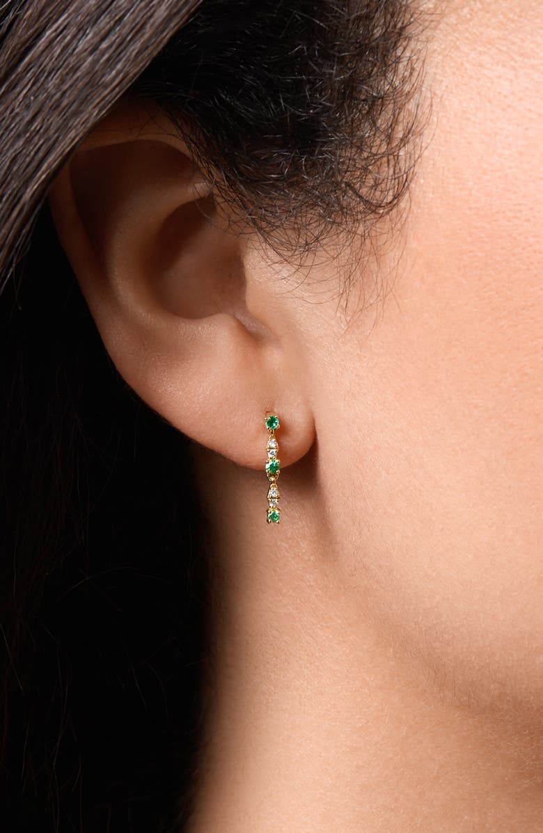 Bony Levy El Mar 18K Yellow Gold Emerald & Diamond Linear Drop Earrings, Alternate, color, 18K Yellow Gold