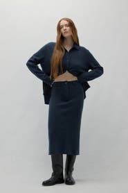 NAKED CASHMERE Venice Denim Cashmere Midi Skirt