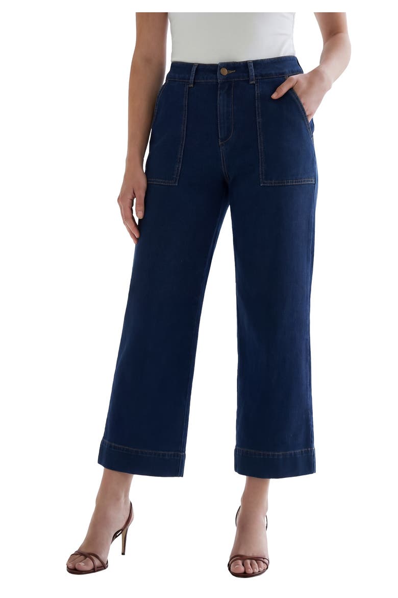 Utility Flare Ankle Pants With Button Fly Waistband, Main, color, MEDIUM WASH