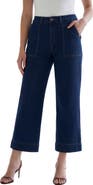 Roaman's Utility Flare Ankle Pants With Button Fly Waistband