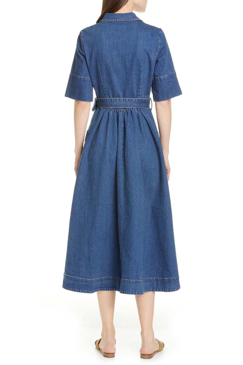 Denim Midi Shirtdress, Alternate, color, INDIGO