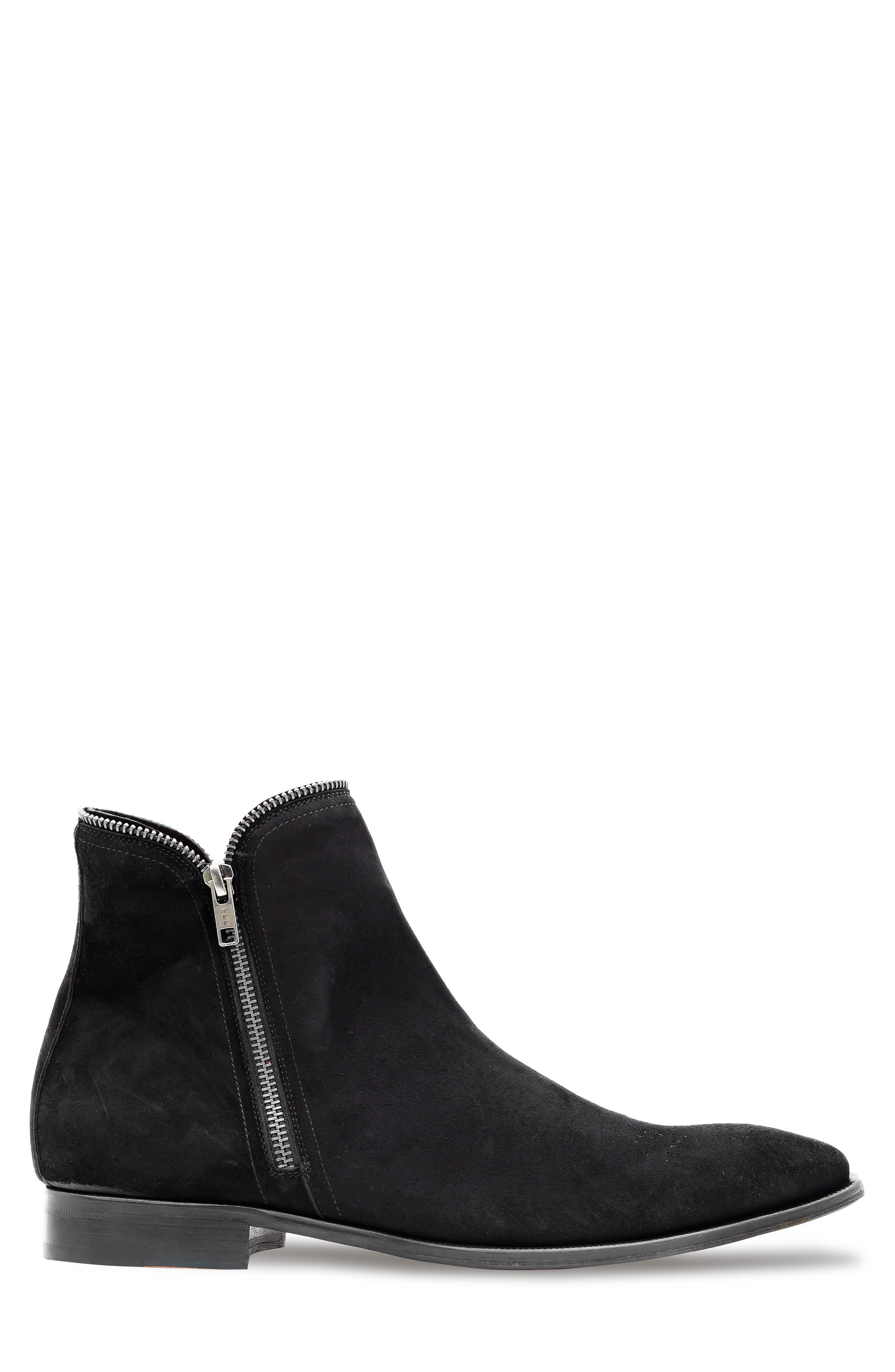 Mezlan Moretti Suede Zip Boot, Alternate, color, Black