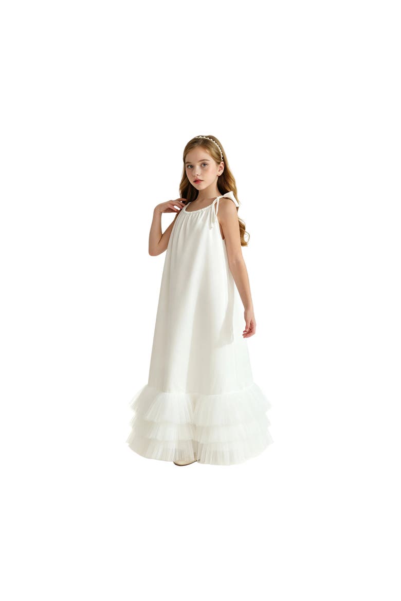Kendra Ruffle Hem Tie-Strap Dress, Alternate, color, White