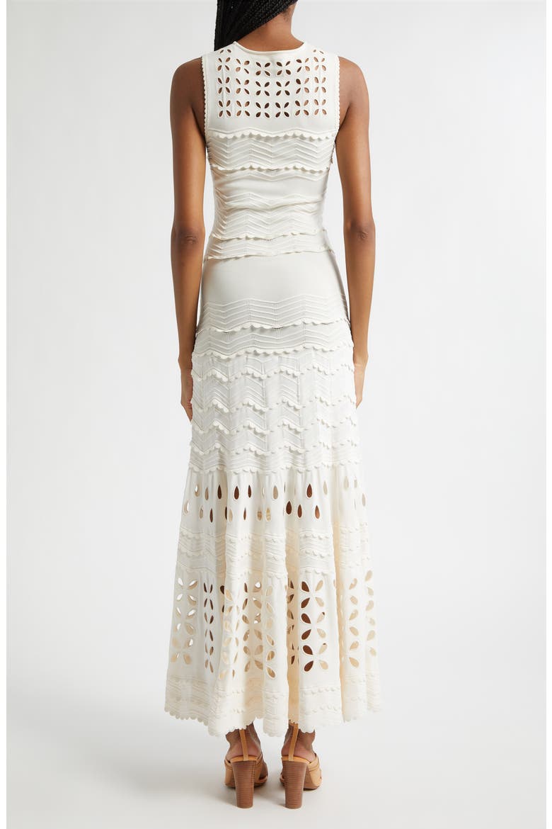Lakshmi Eyelet Scallop Trim Midi Dress, Alternate, color, COWRIE