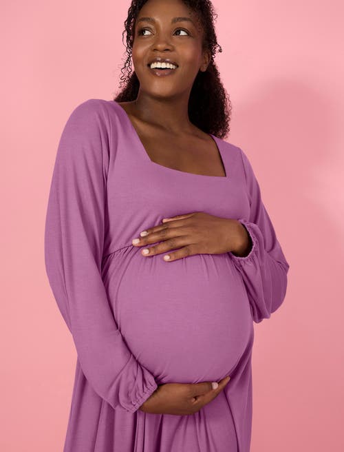 Motherhood Maternity Long Sleeve Empire Waist Maxi Dress In Grape Nectar