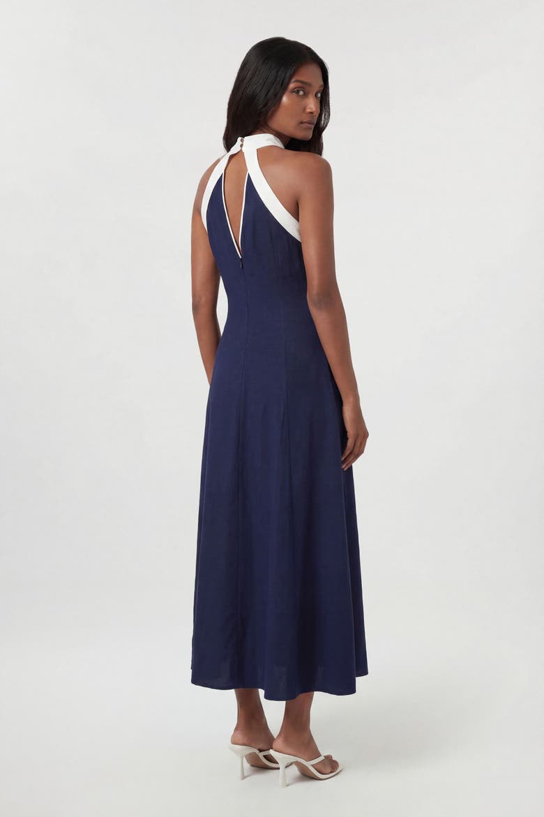 Linen Halter Maxi Dress, Alternate, color, Navy