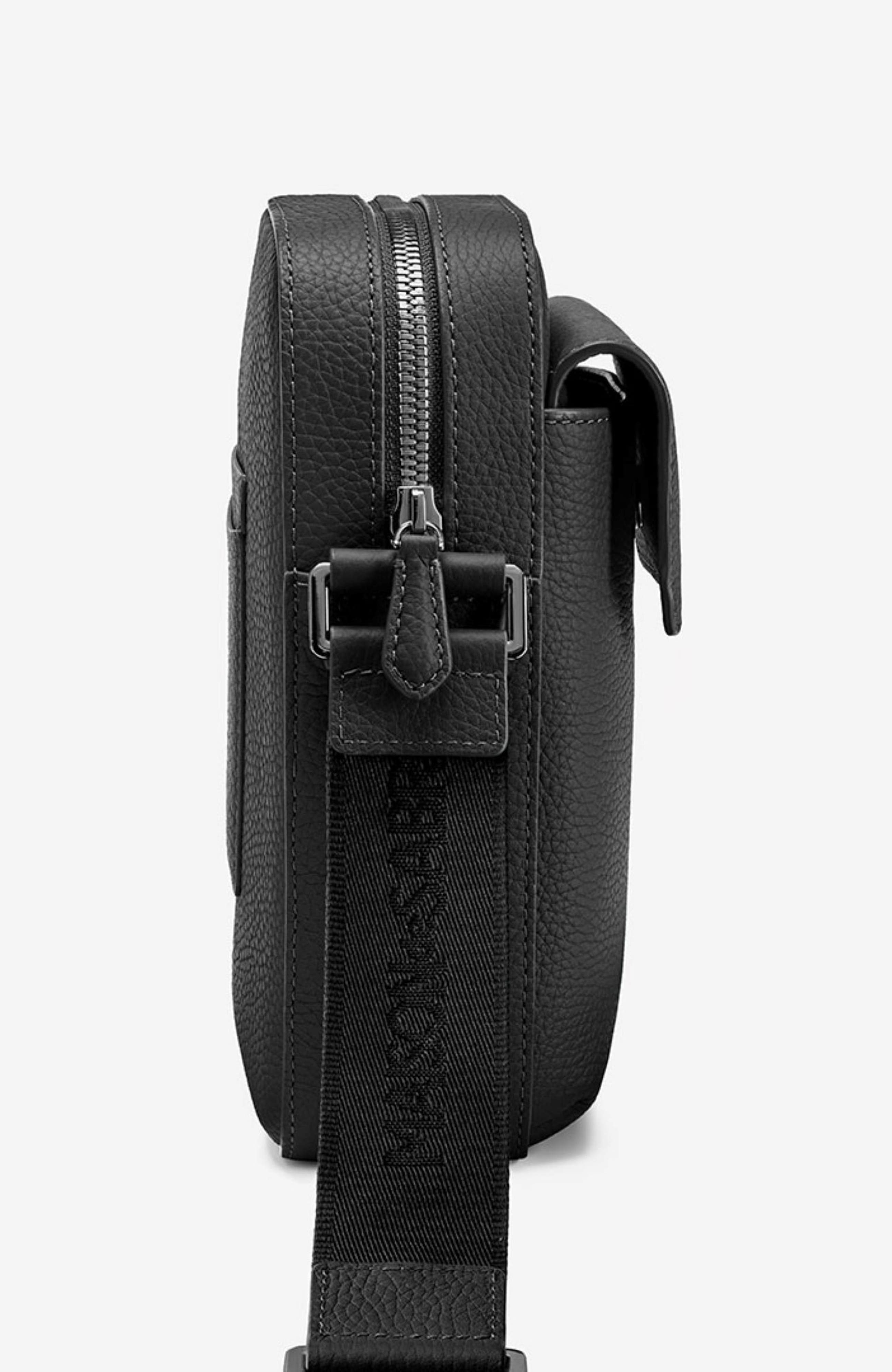 MAISON de SABRÉ Small Leather Messenger Bag, Alternate, color, Black Caviar