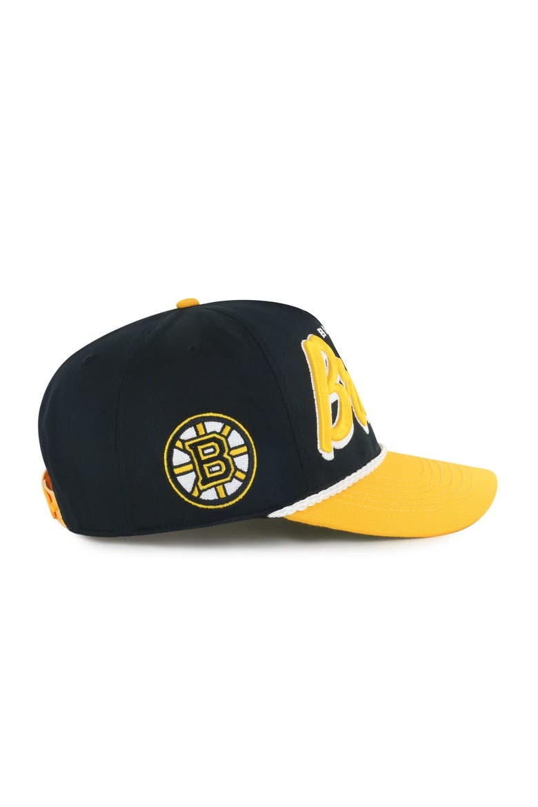 Men's '47 Black/Gold Boston Bruins Dropshadow Rope Hitch Adjustable Hat, Alternate, color, Black