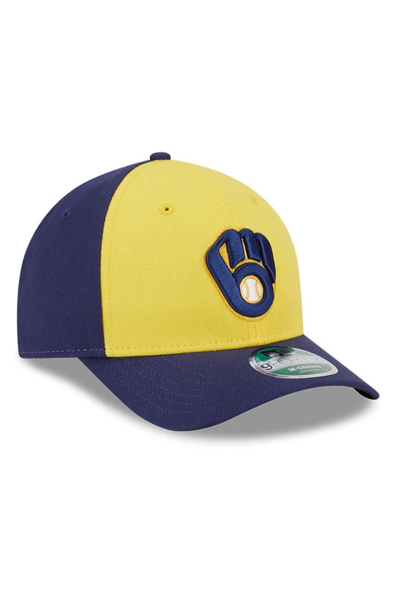 Men's New Era  Gold/Navy Milwaukee Brewers Player Replica 9FORTY Adjustable Hat, Alternate, color, Gold