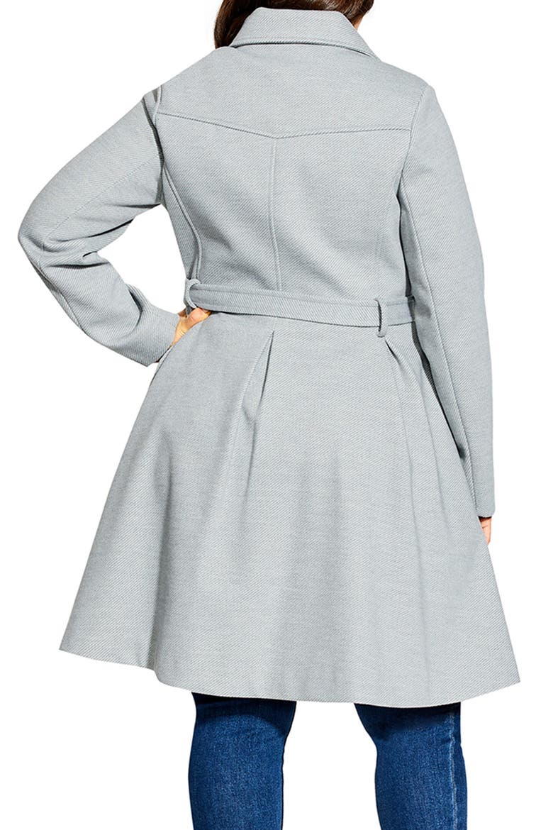 Blushing Belle Twill Coat with Faux Fur Collar, Alternate, color, SILVER