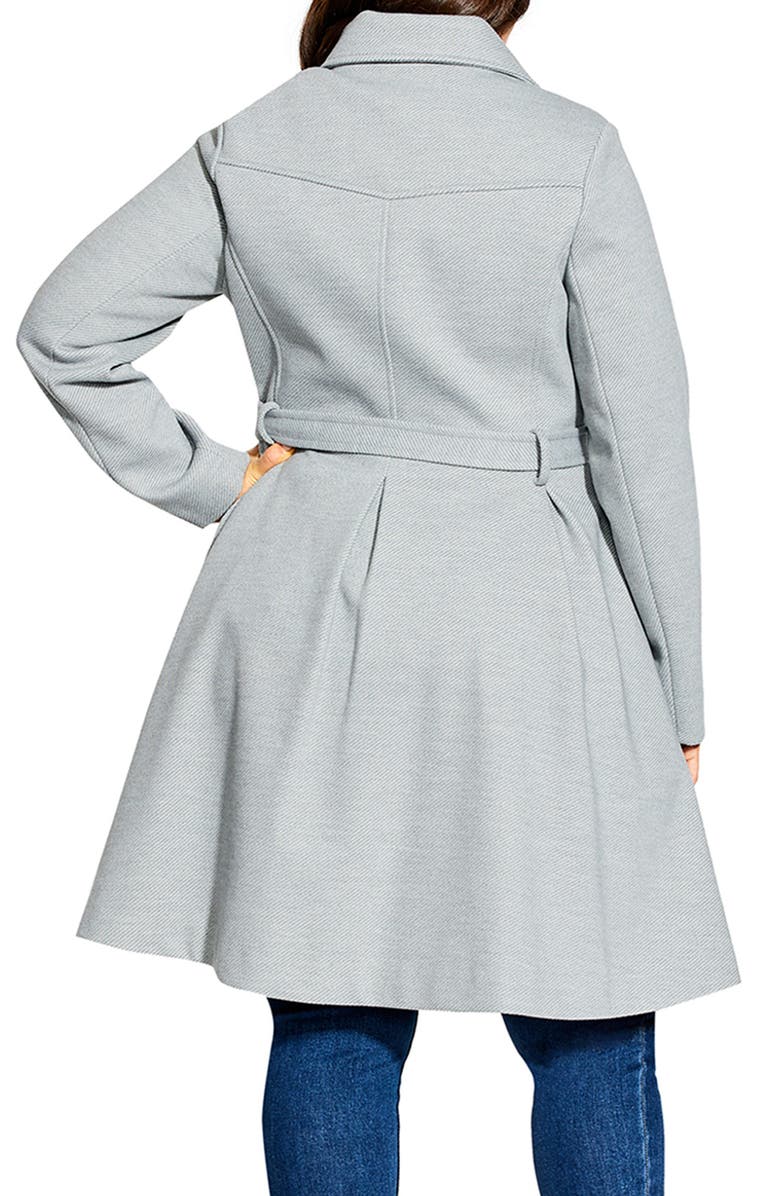 City Chic Blushing Belle Twill Coat with Faux Fur Collar, Alternate, color, 