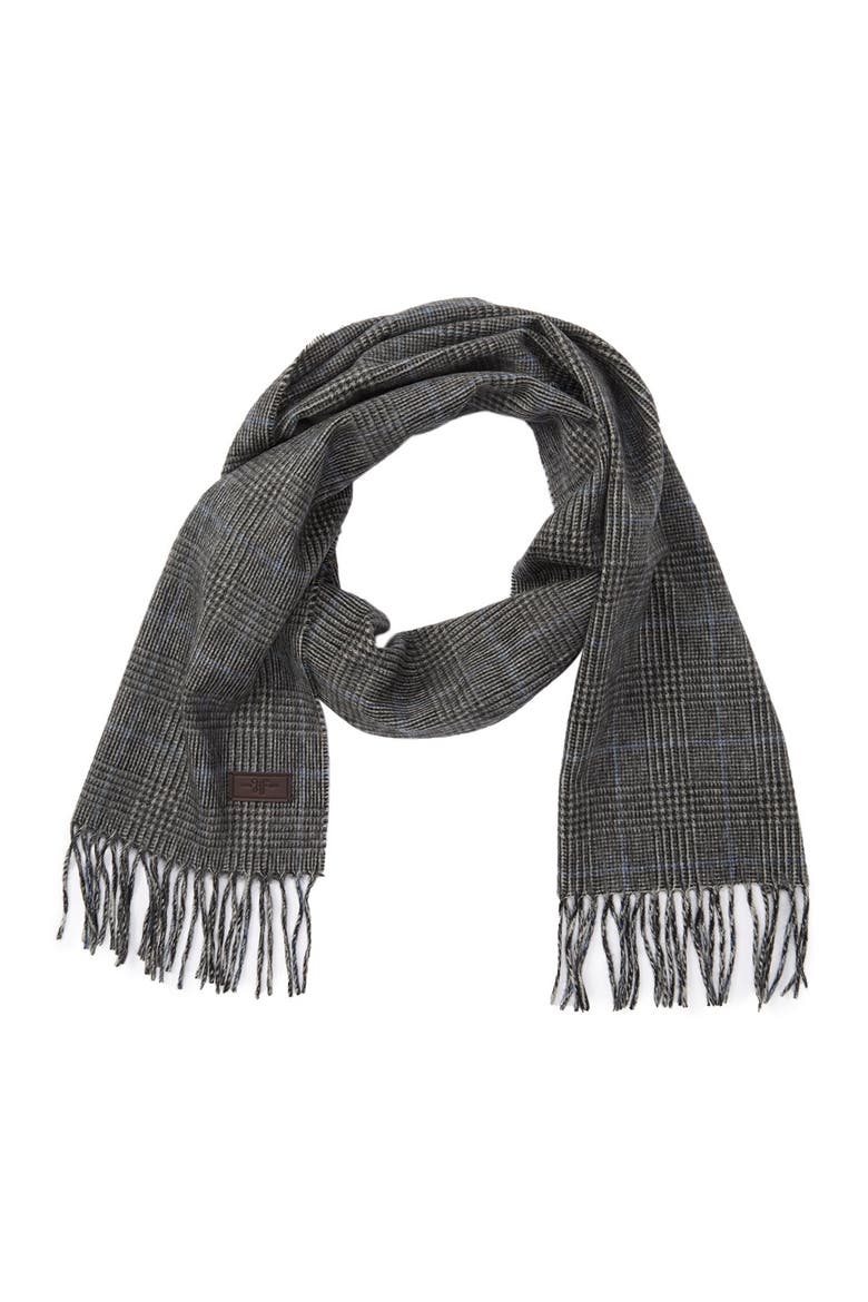 Glen Plaid Cashmere Scarf, Main, color, GREY/BLACK