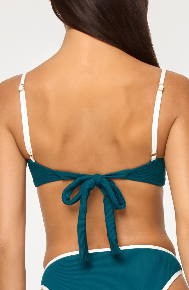 LSPACE Hazel Ribbed Bikini Top, Alternate, color, Deep Teal / Cream