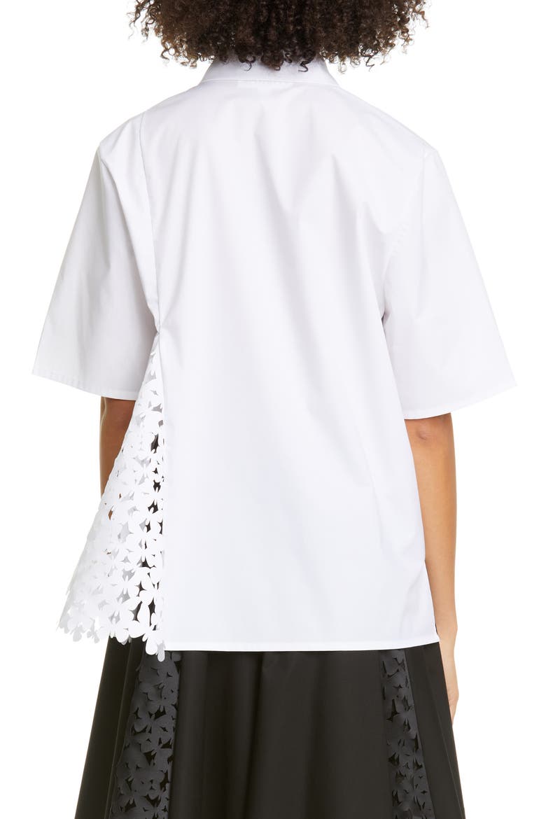 Atlas Laser Cut Butterfly Stretch Cotton Shirt, Alternate, color, WHITE/ WHITE
