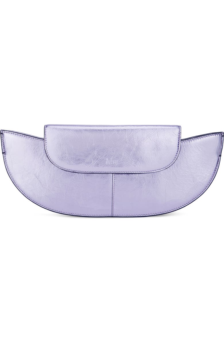 behno Nadia Metallic Leather Clutch, Main, color, Thistle
