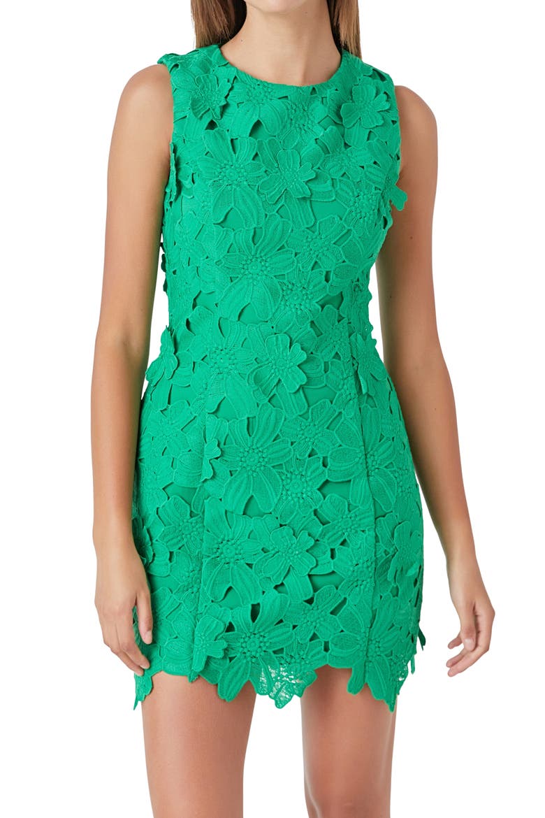 Floral Embroidered Sheath Dress, Alternate, color, KELLY GREEN