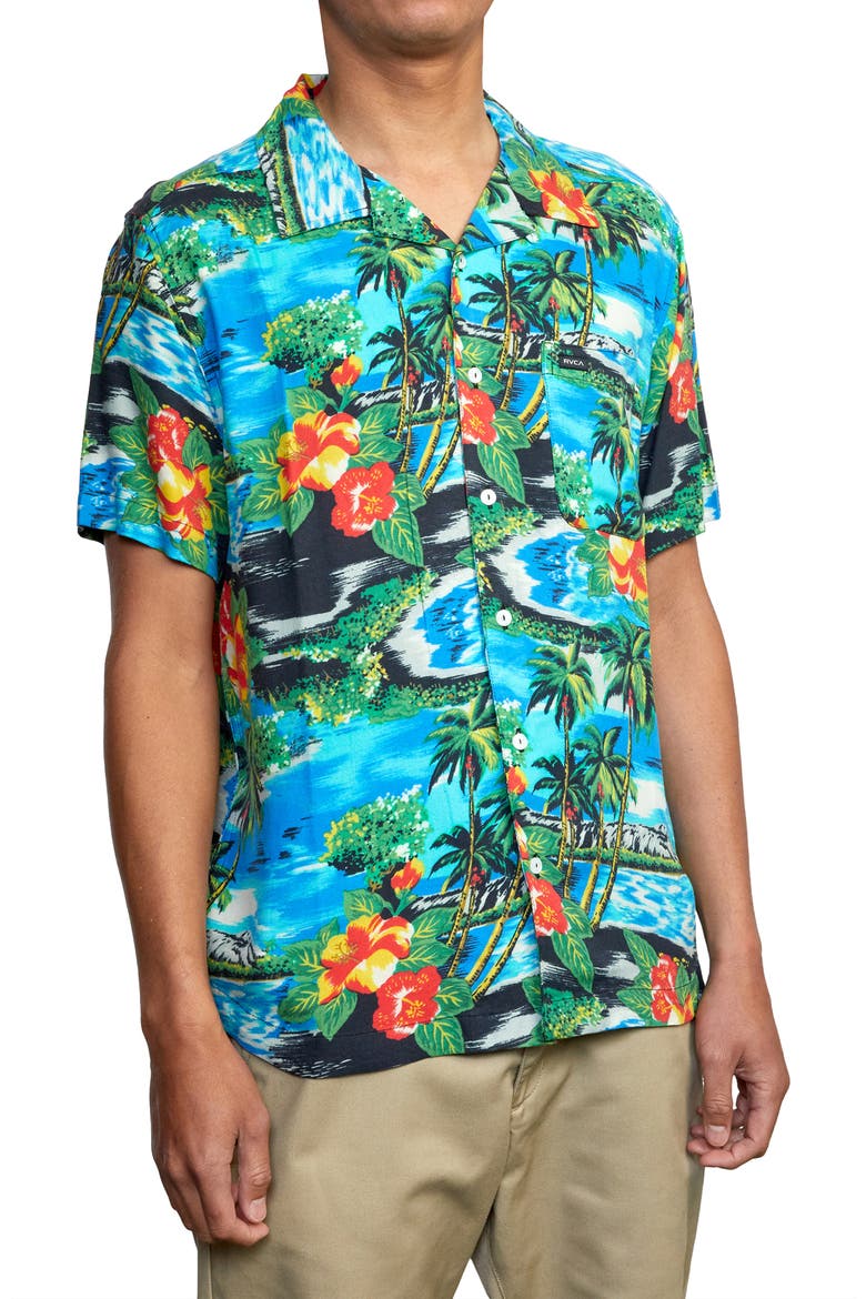 Kawela Tropical Short Sleeve Button-Up Shirt, Main, color, FLORAL