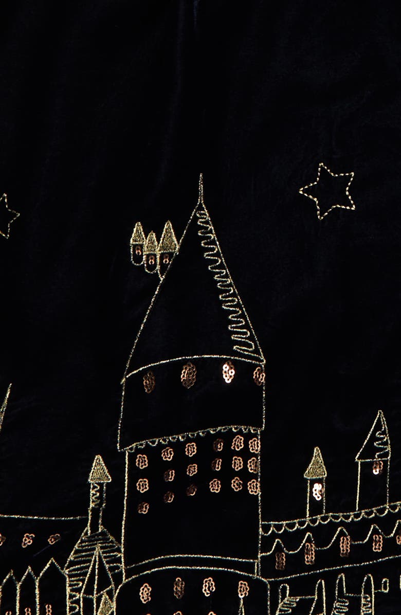 Mini Boden Harry Potter Protego Maxima Magical Embroidered Velvet Hooded Cloak, Alternate, color, 