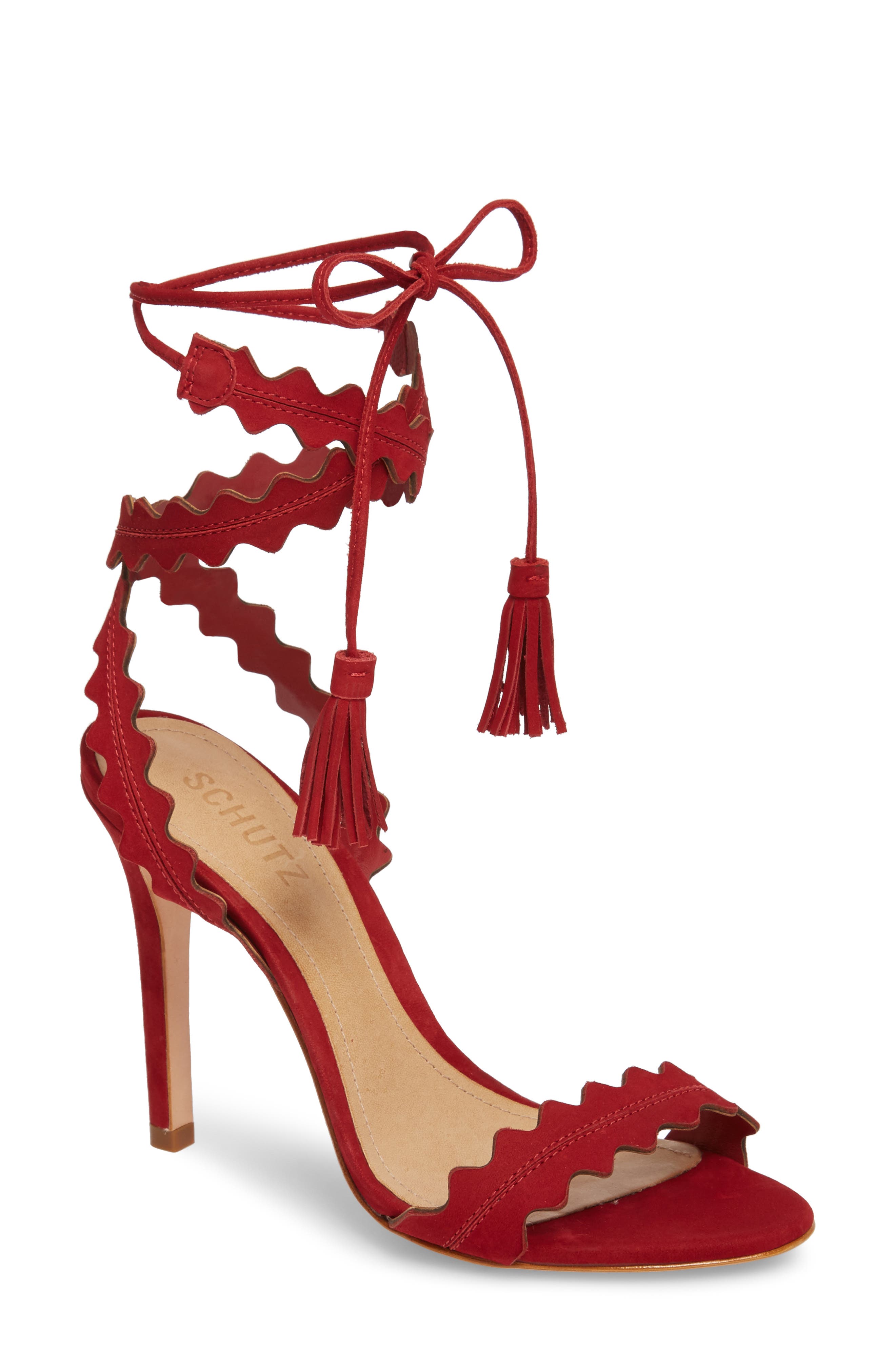 Lisana Wraparound Sandal, Main, color, RED LEATHER